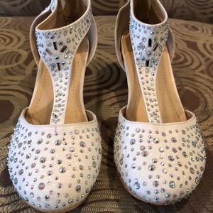 Girls dress embellished shoes with a kitten heel